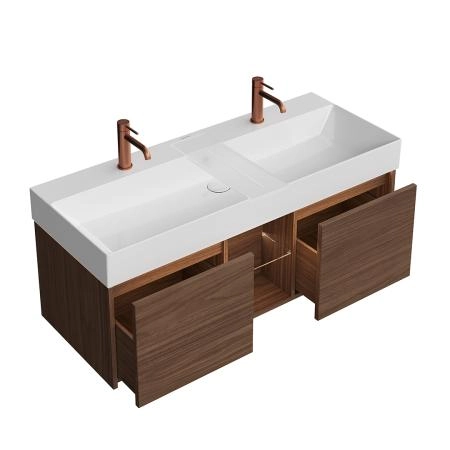 Тумба Kerama Marazzi GRANDE ГРАНДЕ GR.120.2\SNUT подвесная 120, 2 ящика + открытая зона, структурированный орех