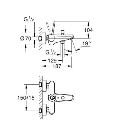 Смеситель Grohe Eurodisc Joy 23431000 для ванны, внешний монтаж