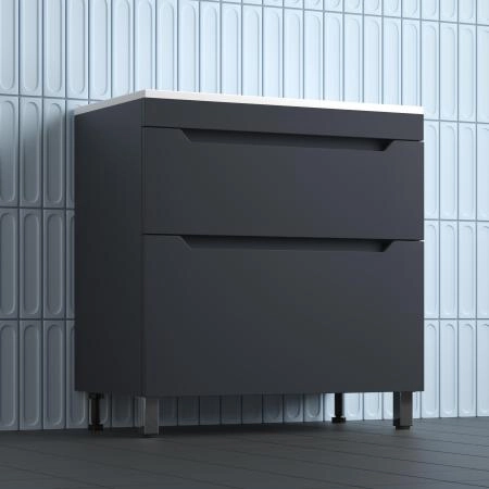 Тумба напольная Style Line Остин под раковину Фортуна 80 2 ящ графит эмаль PLUS