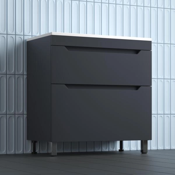 Тумба напольная Style Line Остин под раковину Фортуна 80 2 ящ графит эмаль PLUS