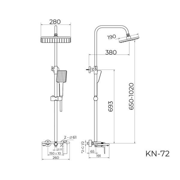 Душевая система KNOTLOR VIGOR KN-72/BL, черный