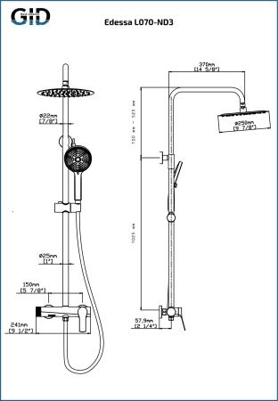 Душевая система наружного монтажа Edessa L070-BM-ND3