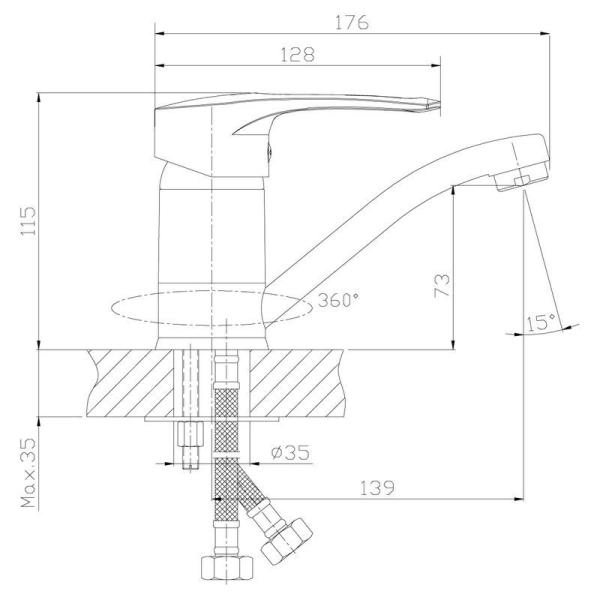 Смеситель Rossinka T40-22 для раковины