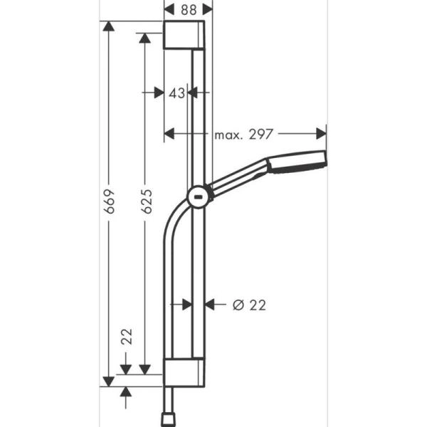 Hansgrohe 24160700 Pulsify Select душевой набор 105 3jet со штангой 65 матовый белый