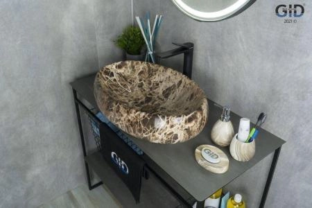 Раковина Gid Mnc168 60x41 на столешницу камень глянцевая