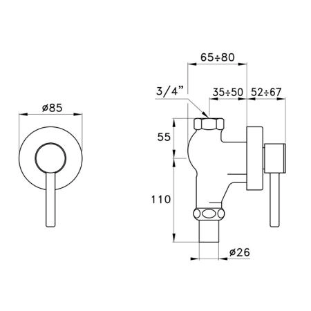 Stella 130 Запорный вентиль 703T, цвет: хром