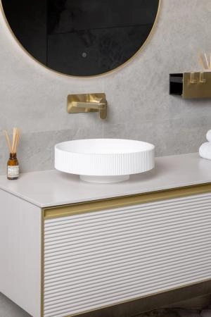 Раковина накладная Boheme рифленая SOLE Corian 400*130 Matte white 801-R-MW