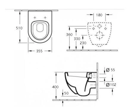 Унитаз подвесной ESBANO AZUL черный матовый безободковый подвесной 520x360x285