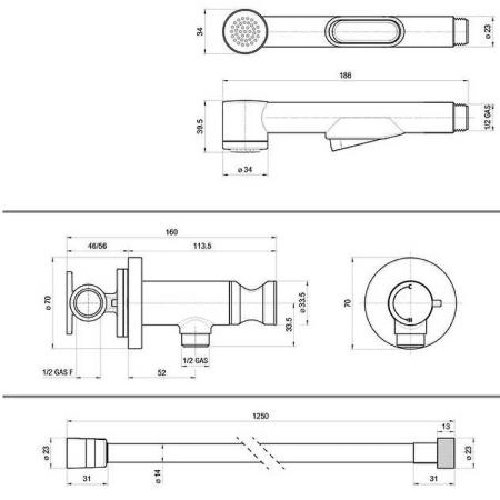 Гигиенический душ Bossini Macan E37031B.030 со смесителем, хром