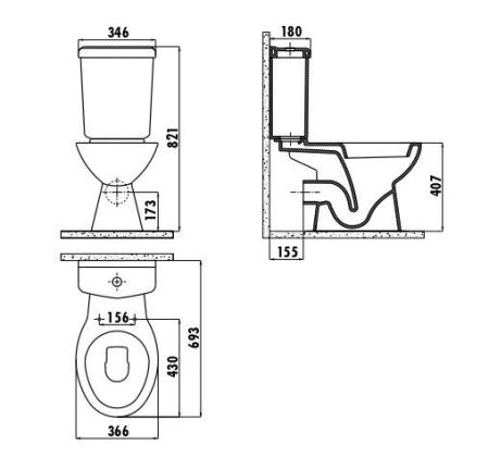 Унитаз CREAVIT PITTA PA310-11CB00E-0000 (бачок и сиденье отдельно)