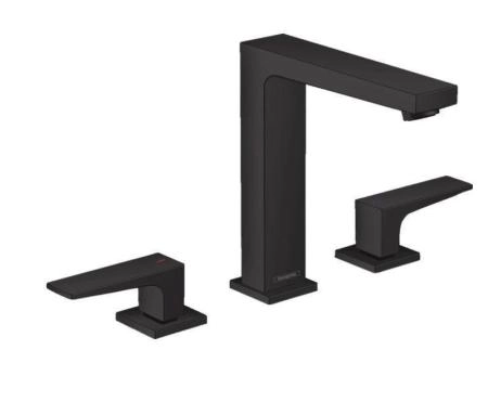 Смеситель Hansgrohe 32515670 Metropol для раковины 159, на 3 отв., Push-Open, Комплект черный матовый