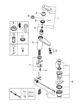 Смеситель Grohe Eurodisc Cosmopolitan 23448002 для раковины,средний излив