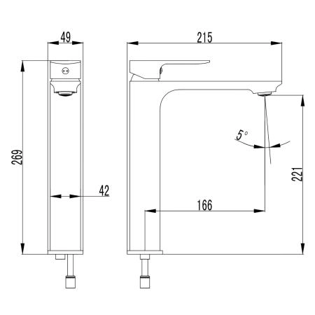 Смеситель для раковины-чаши Azario ASHER высокий, без донного клапана, хром (AZ-VNN168R11C)