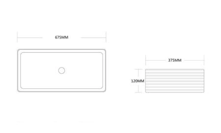 Раковина Cerutti SPA CR0053 накладная, белая, прямоугольная 675х375х120