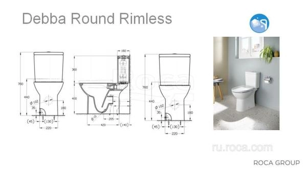 Унитаз (чаша) Roca Debba Round напольная rimless 34299P00Y