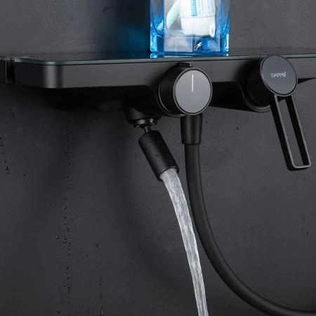 Смеситель GAPPO G3296-26 для ванны с душевым гарнитуром, черный