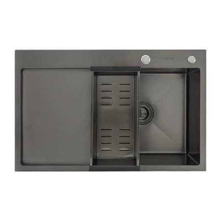 Кухонная мойка GAPPO GS7850-6R с коландером, графит