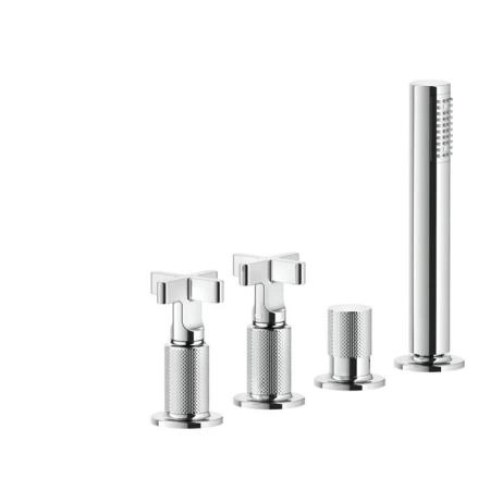 Gessi Inciso Смеситель для ванны, 4 отв., с ручным душем и шлангом 150 см, цвет: хром