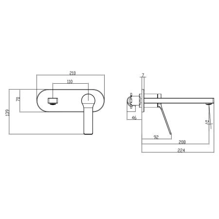 Смеситель для раковины Azario VISE скрытый монтаж, графит (AZ-VSA148330AJ)
