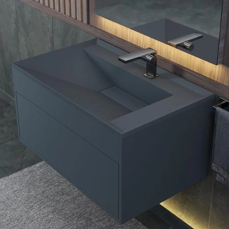 Раковина кварцевая Uperwood Lotus Quartz, 80 см, серая матовая, бетон