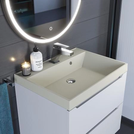 Раковина кварцевая Uperwood Classic Quartz 60 см, бежевая матовая, лён