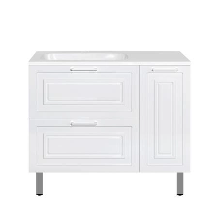 Тумба Style Line Elfante Альба (2 ящ./корзина) Барселона 90 Левая, Люкс, белый, PLUS универсальная