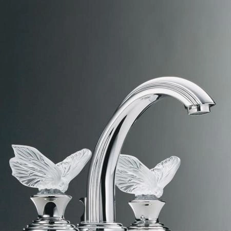 THG Papillon Смеситель для раковины, 3 отв., цвет: хром/прозрачный хрусталь