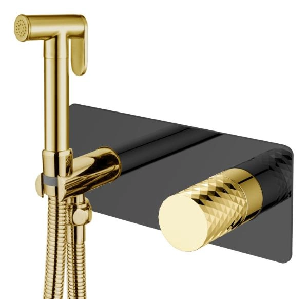 Смеситель гигиенический Boheme STICK BLACK DIAMOND GOLD 127-BG