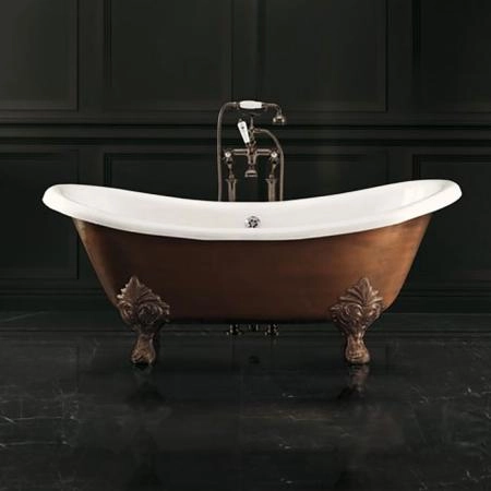 Devon Cherie copper effect Ванна чугунная (без отв-й для смесит),1685х760хh680 см, цвет с отделкой под медь, ножки Flora состар медь (без слива-перел)