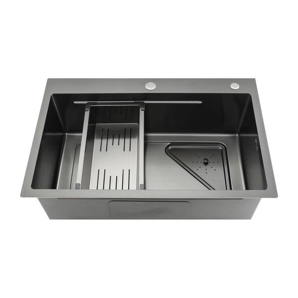 Кухонная мойка GAPPO GS7246-6 с коландером, оружейная сталь