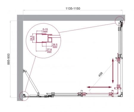 Душевой уголок BelBagno LUCE 130x100 прозрачное стекло 6 мм профиль хром LUCE-AH-21-130/100-C-Cr