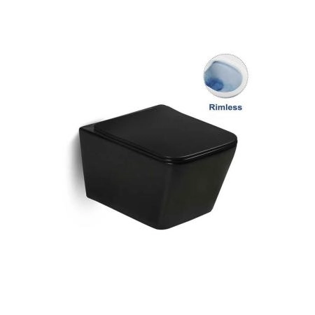 Унитаз подвесной Vincea Q-Line VT1-12MB безободковый, цвет матовый черный, ультратонкое  сиденье soft-close