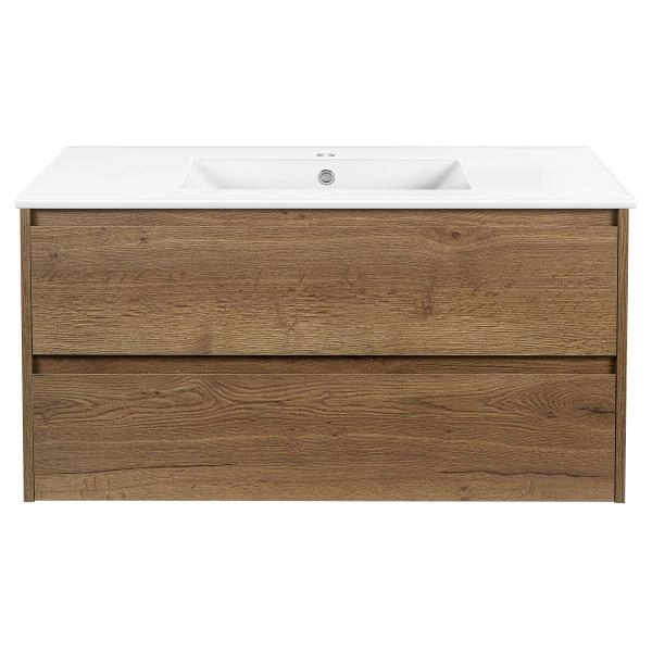 Тумба под раковину Vincea Gio 100 подвесная, 2 ящика soft-close, цвет T.Oak