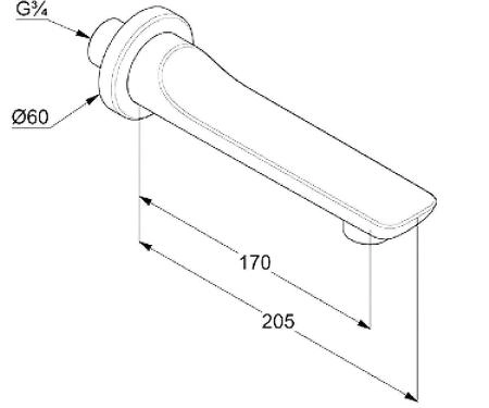 Излив для ванны Kludi Balance 5250305 20.5 см, цвет хром