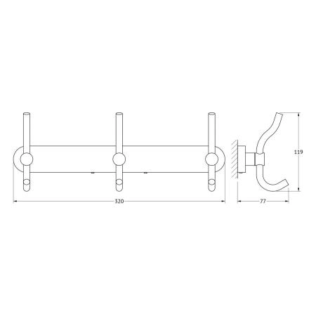 Планка с 3-мя крючками-вешалками 32 cm  ARTWELLE Harmonie HAR 006 хром