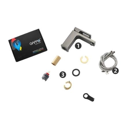 Смеситель Gappo G1017-9 для раковины оружейная сталь