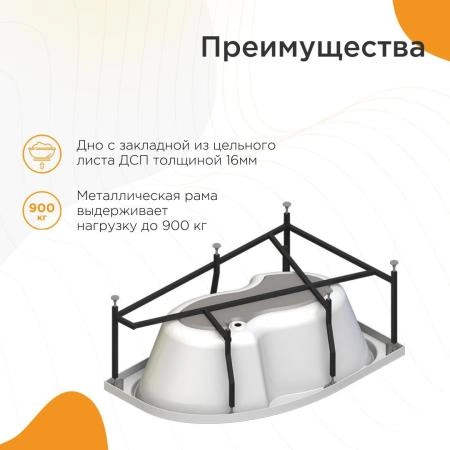 Акриловая ванна Radomir Ирма 2-01-0-2-1-216 каркас 149х96 правосторонняя