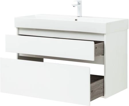 Тумба под раковину Aquanet Nova Lite 100 (SLIM SYNERGY) белый, 2 ящика