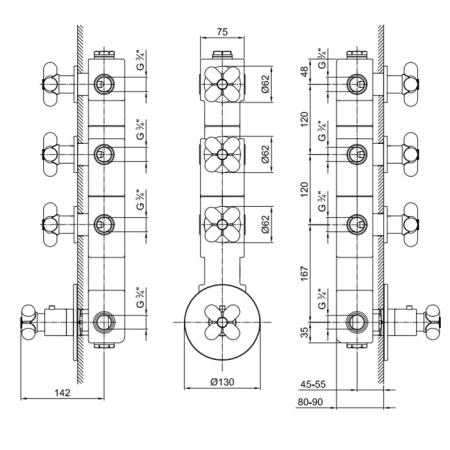 Fantini I Balocchi Смеситель для душа, встраиваемый, термостатический, 3/4", цвет: белый матовый