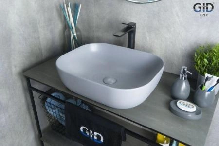 Раковина Gid Gm1302 50x40 на столешницу серая матовая