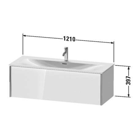 Duravit XViu Тумба подвесная 121x48x39.7см, с раковиной, 1 ящик, цвет: белый глянцевый/champagne matt