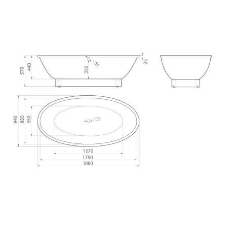 Ванна AquaStone Кантри 188х94 иск. камень