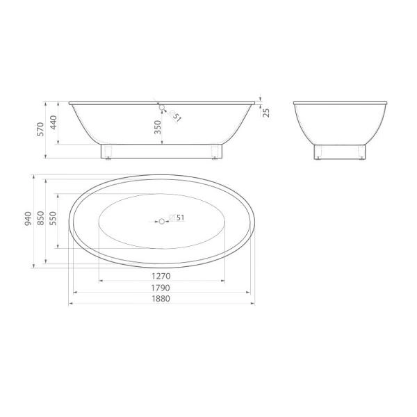 Ванна AquaStone Кантри 188х94 иск. камень