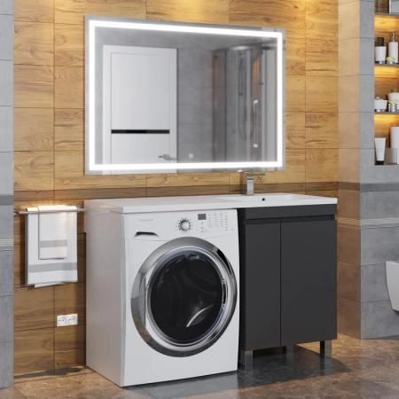 Тумба под стиральную машину Uperwood Magenta, 50 см, напольная, черная, с дверцами