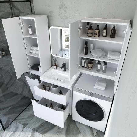 Тумба напольная Style Line Марелла 60 (2 ящ.) Люкс антискрейтч белый матовый, PLUS