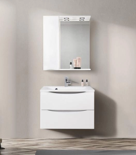 Шкаф Belbagno MARINO Bianco Lucido зеркальный подвесной с подсветкой, правосторонний MARINO-SPC-700/750-1A-BL-P-R