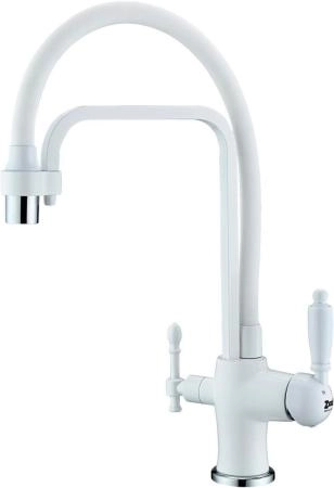 Смеситель для кухни ZORG Sanitary (ZR 342-8 YF WHITE) белый