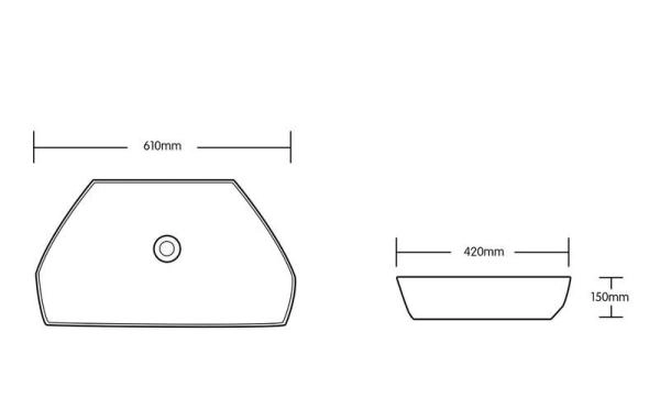 Раковина Cerutti SPA CR7070 накладная, белая, асимметричная 610х420х150