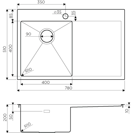 Кухонная мойка Omoikiri Akisame 78-IN-L 4973060 780x510 нержавеющая сталь