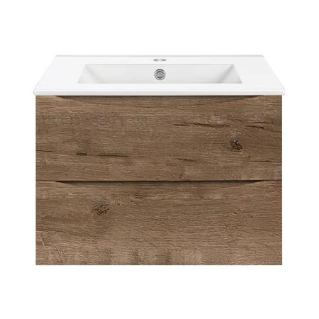 Тумба под раковину Vincea Mia 600 подвесная, 2 выкатных ящика soft close, V.Oak
